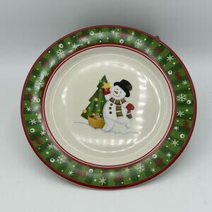 Longaberger 2004 Bluster the Snowman Large Salad Plate Christmas Plate